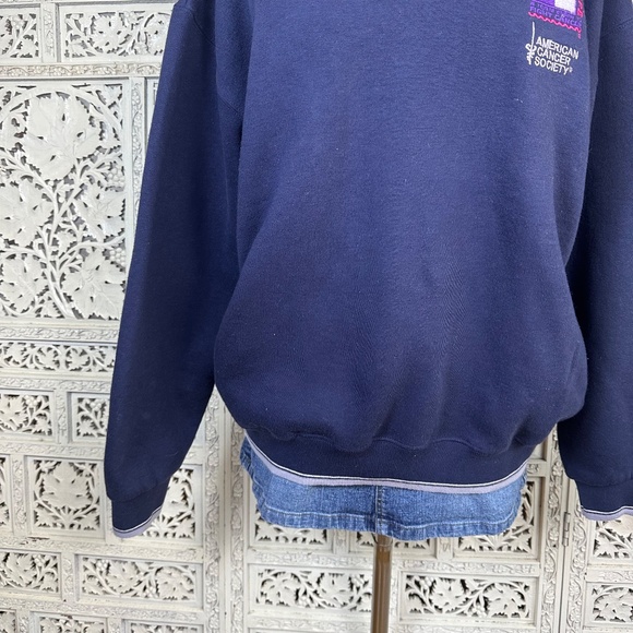 Vtg Relay For Life American Cancer Society Navy Blue Oversized Soft Sweatshirt - Picture 3 of 6